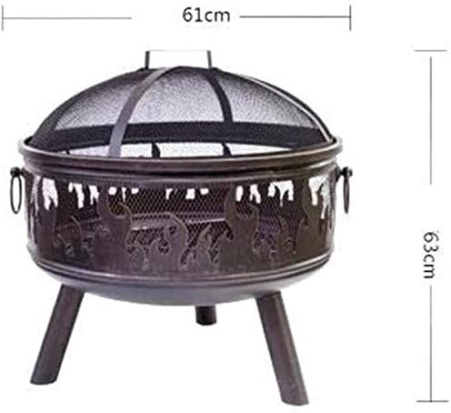 Fire Pits Outdoor Wood Burning Fire Pit with Grill Shelf, Outdoor Metal Brazier
