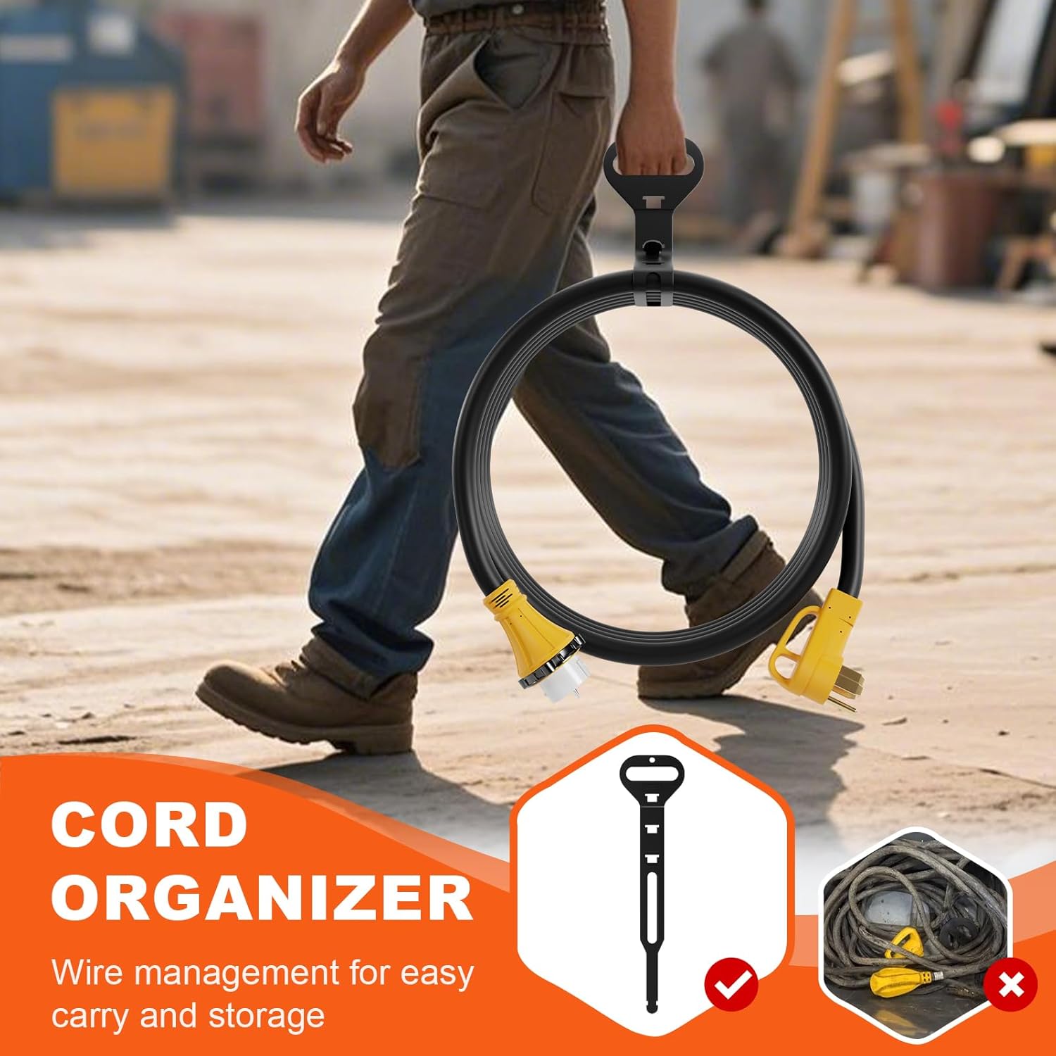 50AMP Generator Cord and Power Inlet Box, NEMA SS2-50P Pre-Drilled Generator Power Inlet Box with LED Power Indicator, 25 FT 14-50P to SS2-50R Extension Cord with Twist Lock Connector, ETL Listed