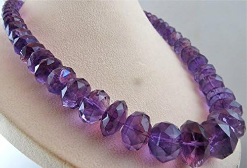 natural amethyst facetted cut rondelle beads necklace 24 inches 25 mm to 10 mm