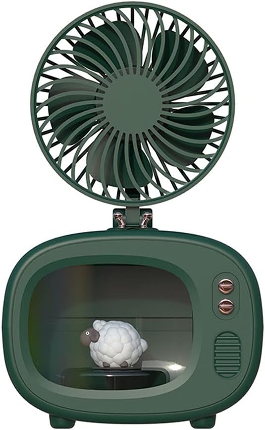 Cooling Fans Personal Air Cooler, 4000 mAh Cordless Portable Air Conditioner with 3 Speed Modes, Rechargeable Mini Air Conditioner Fan with 7 Colors Night Light for Desktop, Office, Room (Green)