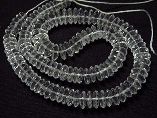 13 inch natural beads strand of 8-12mm faceted rondelle crystal quartz gemstone beads for DIY jewelry - necklace, bracelet, earring, ring.