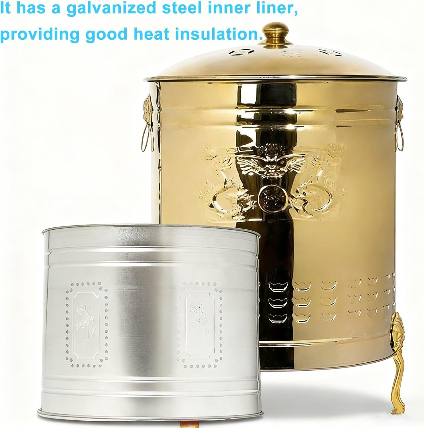 Incinerator, Galvanized Trash can, Burn Pits for Backyard, Including Grid Frame, Fire Hook, Liner, for Leaves, Trash, Camping(50cm/19in)