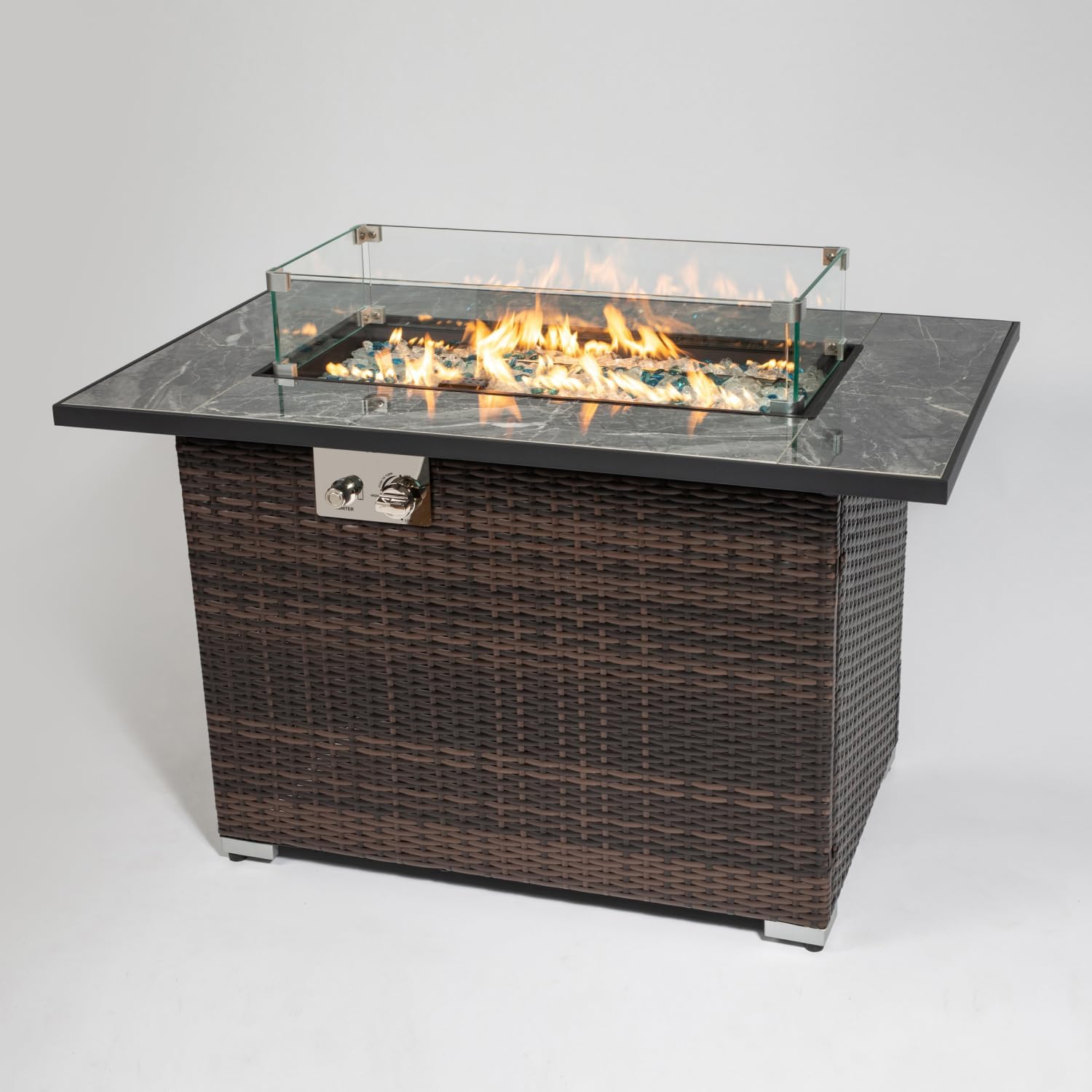 44Inch Outdoor Fire Pit Table, Propane Fire Table with Ceramic Tabletop Gas Fire Table