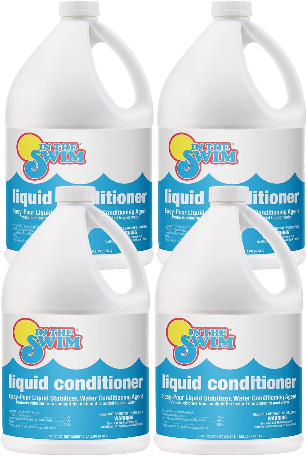 In The Swim Liquid Conditioner – Fast-Dissolving, pH-Neutral Stabilizer for Long-Lasting Water Chemistry Protection - 1 Gallon - 4 Pack