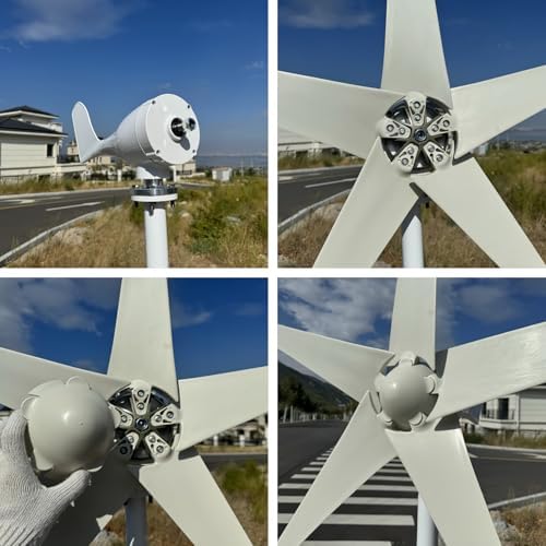 800W/1000W/1200W Wind Turbine Generator Kit - 12V/24V/48V with MPPT Controller, 5 Blades Auto Windward Adjustment for Outdoor Renewable Energy Solutions