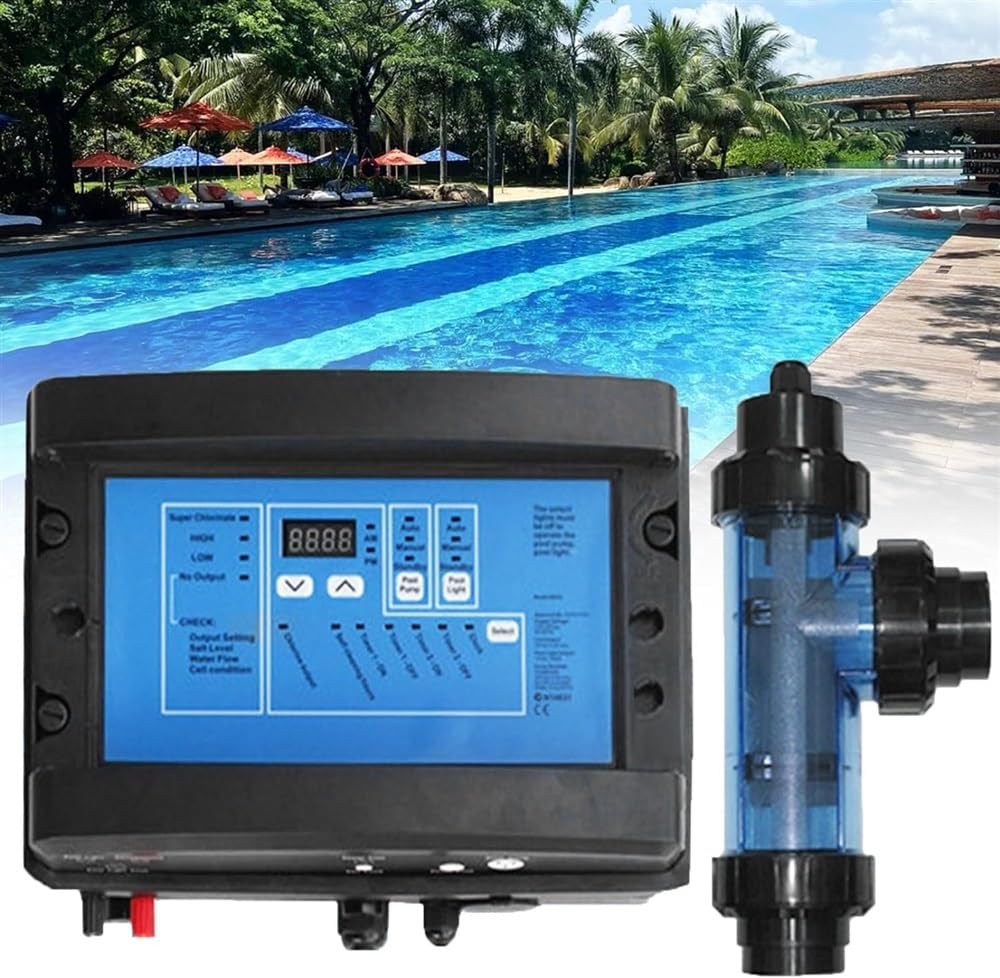 Salt Water Pool Chlorination System, Automatic Cleaning Salt Chlorinator Water Pool, Electrolytic Salt Chlorine Generator System for Swimming Pool, Spa Pool,30g/h (Size : 50g/h)