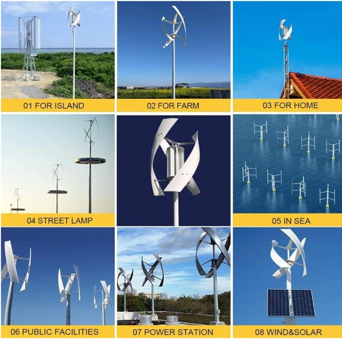 Vertical Magnetic Levitation Wind Turbine - 8000W/3000W Output, 3 Blades, Waterproof Controller, Quiet Operation, Ideal for Home Energy Solutions