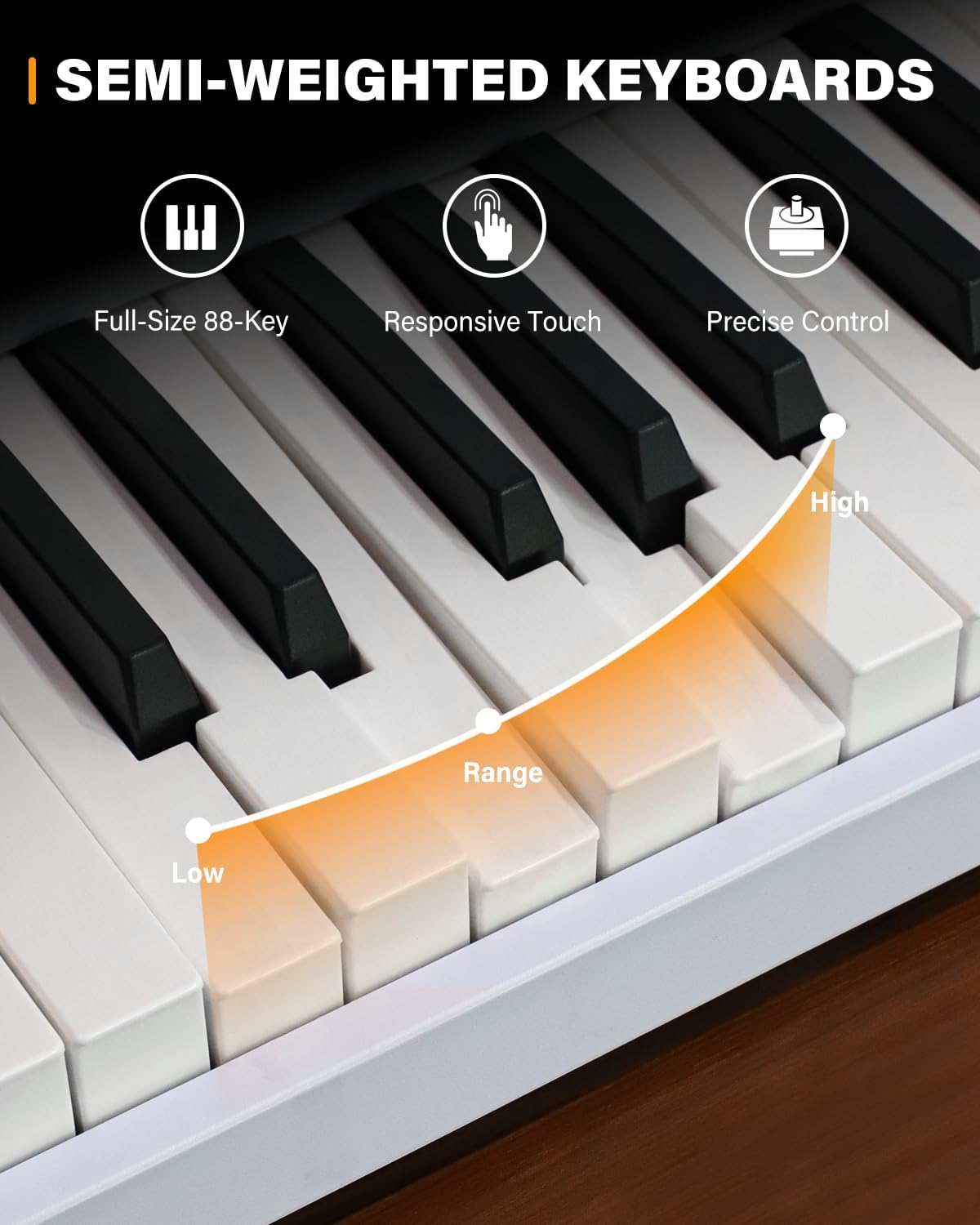 AiJoy ASP-10F 88 Key Piano Keyboard with Semi-Weighted Keys Portable Folding Piano, 128 Tones, Speakers, USB-MIDI, Carry-Bag, Sustain Pedal, Stand Electric Keyboard Piano for Beginners, White