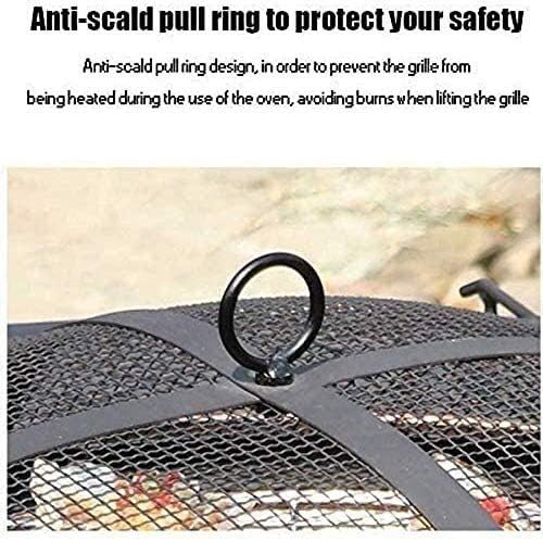 Fire Pits Outdoor Wood Burning Outdoor Fire Pits, Round Metal 32 Inch Fire Pit with Base, Spark Screen, Screen Lift Tool, Outdoor Table with Cover BBQ Cooking for Outside Camping Backyar