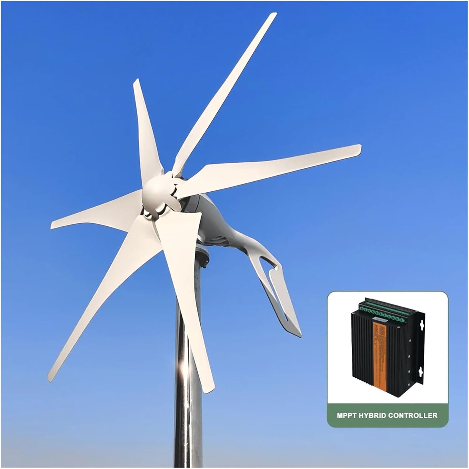 1000W Household Small Horizontal Wind Turbine Generator 12v 24v 48V with MPPT Controller Low Noise Windmill Low Starting Speed for Home(MPPT Hybrid Control,24V_1000W)