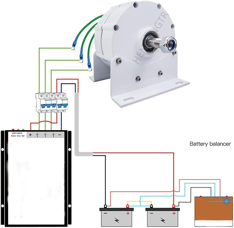 24v,HENGJINGTR 8000W Low RPM 500Rpm Permanent Magnet Generator, 12V 24V 48V 220V Three Phase AC Small Alternator Low Noise for DIY Wind Turbine(With Base)