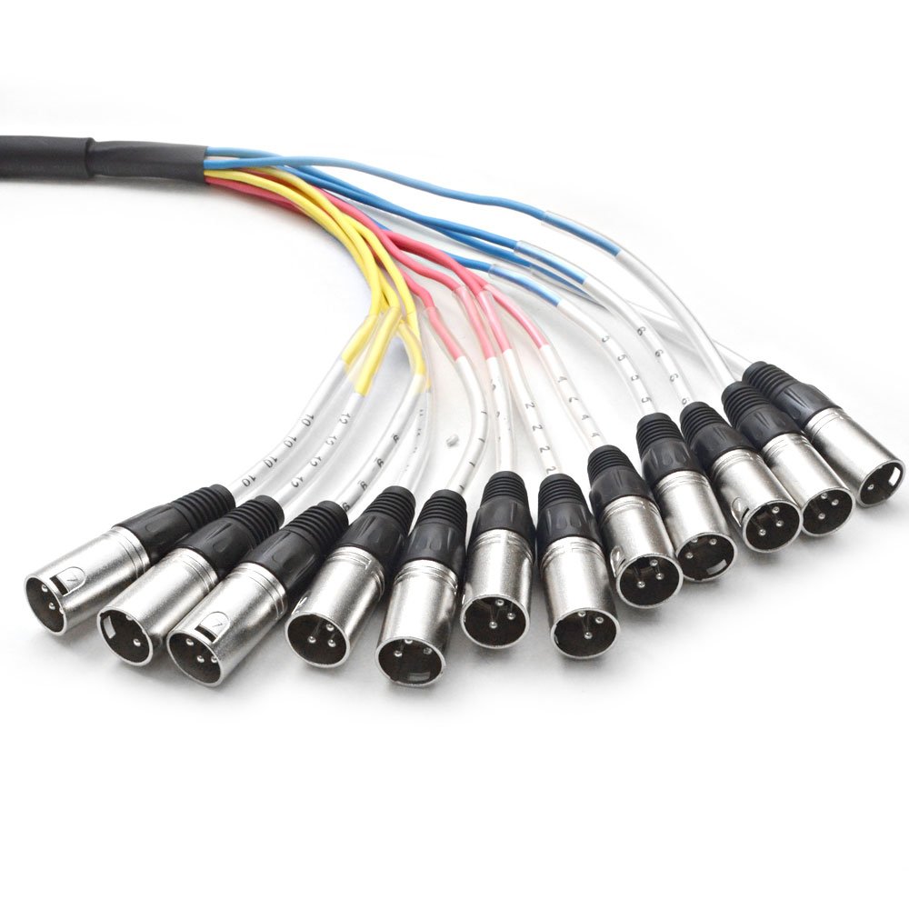 Seismic Audio - 12 Channel XLR Snake Cable - 10 Feet Long - Pro Audio Snake for Live Live, Recording, Studios, and Gigs - Patch, Amp, Mixer, Audio Interface 5'