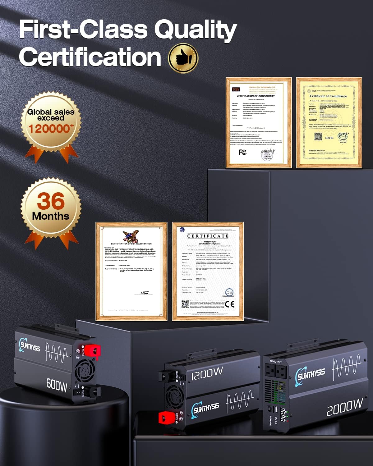 2400W Peak Pure Sine Wave Power Inverter 12V DC to 120V AC, Power Inverter 12V to 110V with QC3.0 USB, 3 AC Outlets, Off-Grid Solar Starlinks System Converter for Home, RV, Remote Controller