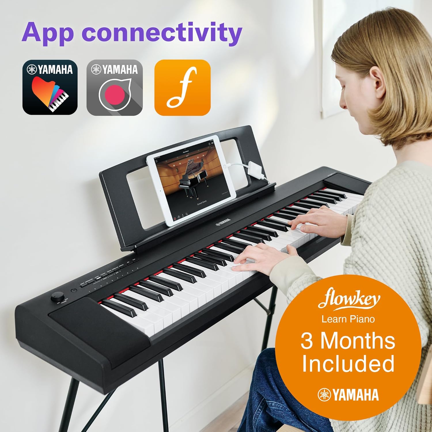 Yamaha NP-15 Piaggero Digital Keyboard - Lightweight and Portable Keyboard with 61 Velocity Keys and 15 Tone Colours