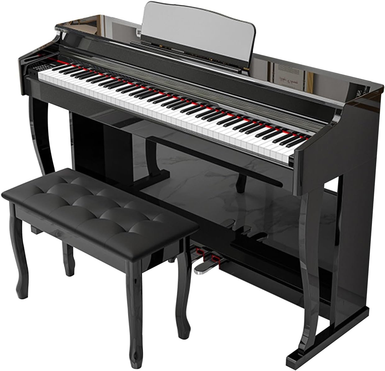 88 Key Electric Piano Hammer Action Keyboard Home Upright Digital Pianos Electronic Piano For Professional Adult With 3 Pedals Support USB-MIDI(Black)