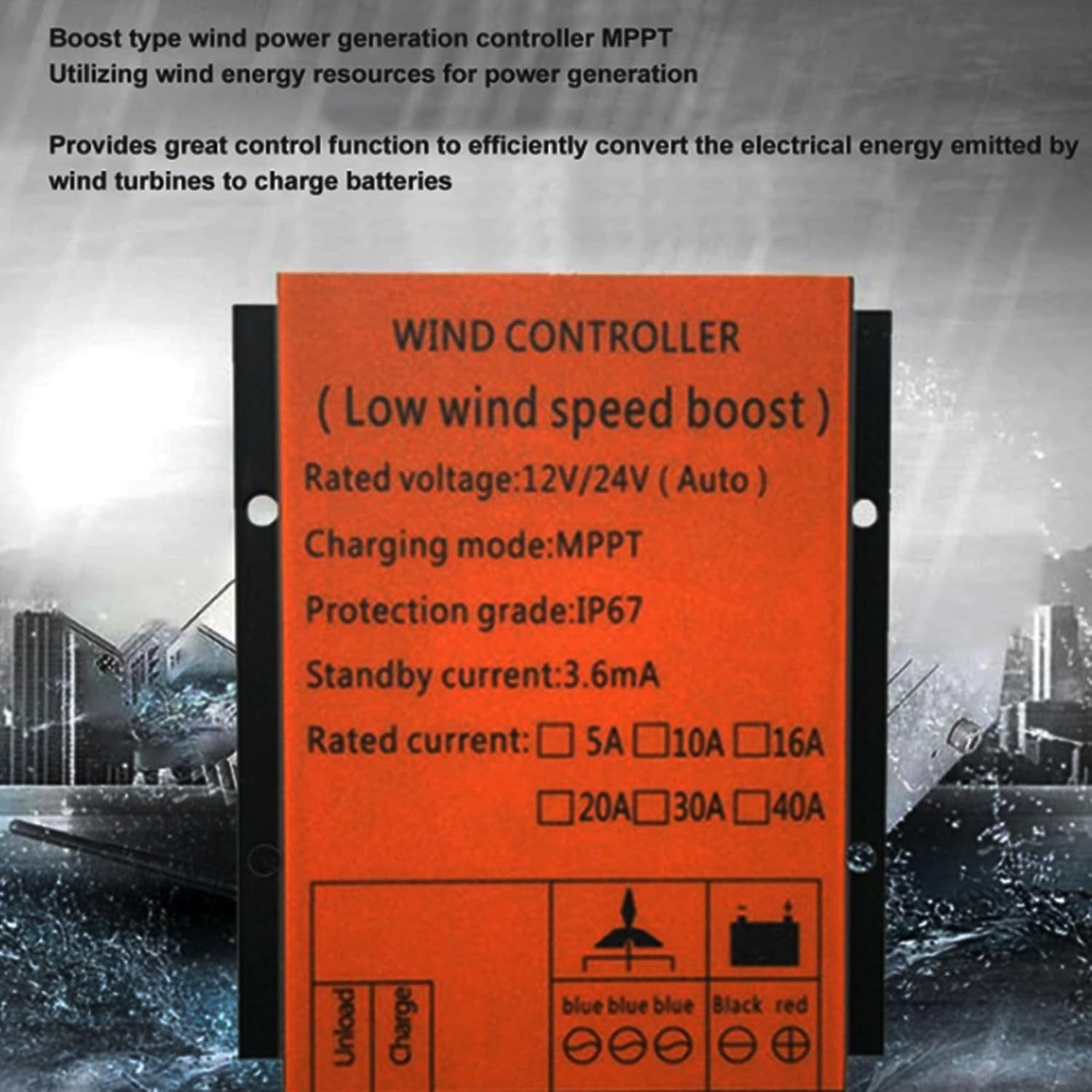 48v,HYZHANHONG 8000W MPPT Waterproof Wind Turbine Charge Controller, 10A-30A 12V 24V Auto 48V Output Wind Turbine Charge Controller for Wind Turbine Generator