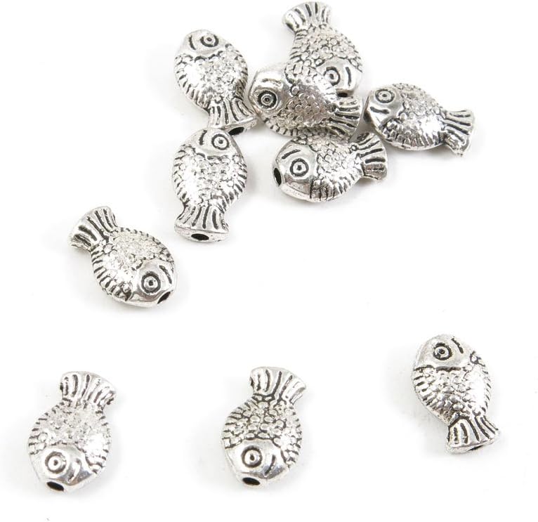 1690 Pieces Antique Silver Tone Jewelry Making Supply Charms Filigrees Arts Crafts Beading Findings Crafting Y9UB4E Fish Loose Beads