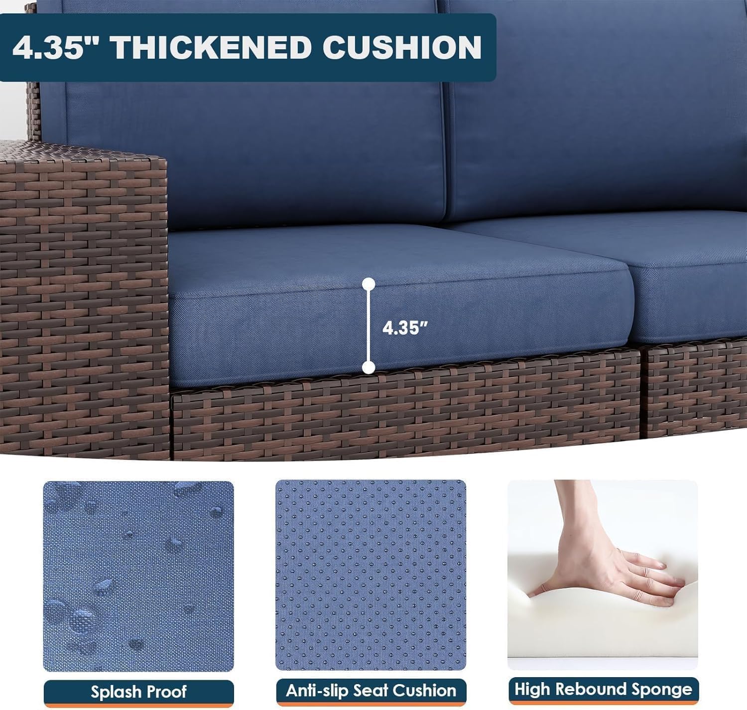 13 Piece Patio Furniture Set with Fire Pit Table, Wide Armrest Outdoor Sectional Sofa Grey Wicker Rattan Conversation Sets, 4'' Thickened Cushion Dark Grey (Include Waterproof Cover)