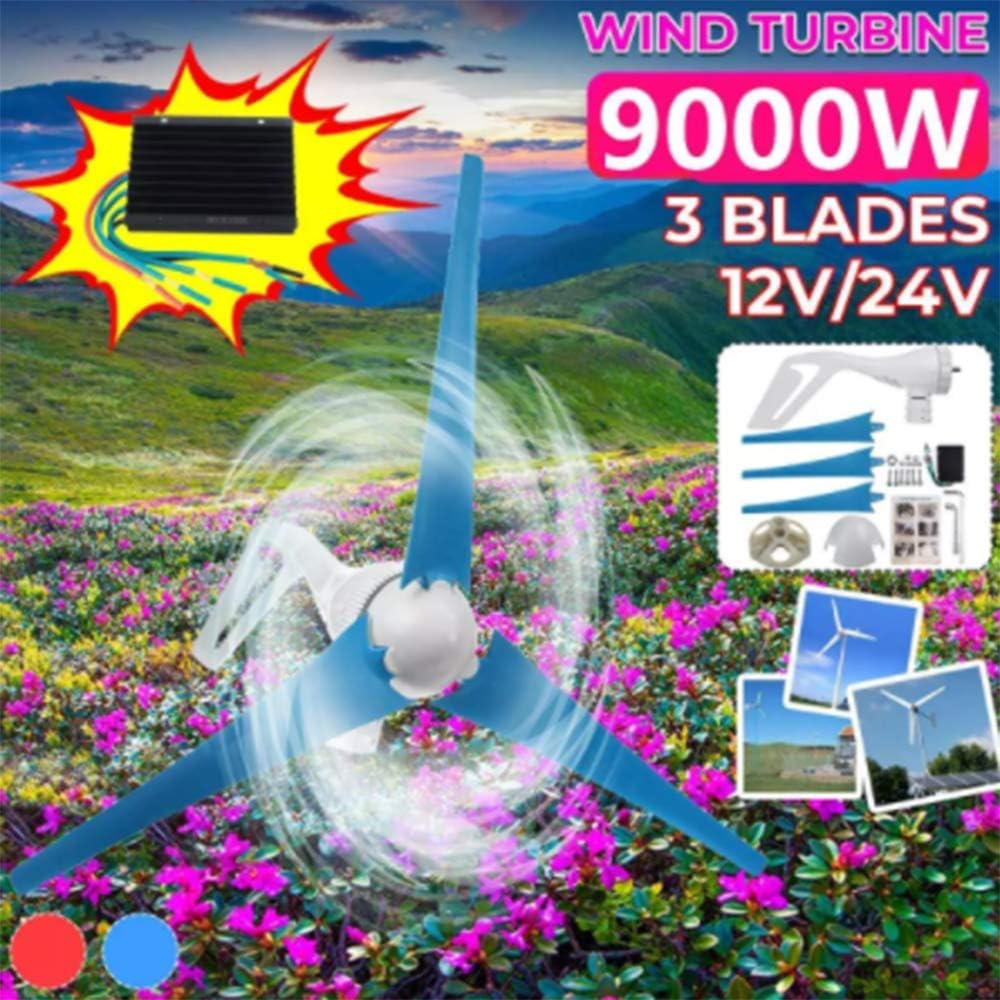 9000W S2 Hoop Type Wind Turbine Generator 3Blade 12V/24V Wind Turbine Generator Kit+Charge Controller Windmill Energy,24v