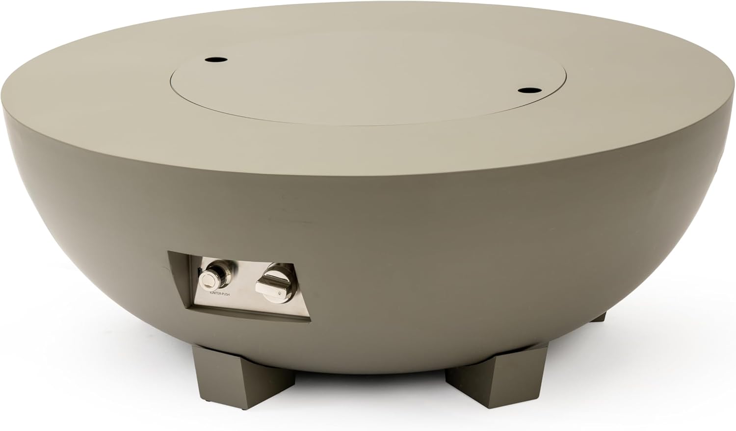 36 Inch Round Iron Fire Pit Table with Push-Button Ignition, Adjustable Flame, 10FT Propane Hose & Metal Lid, Bowl-Shaped Outdoor Gas Firepit Table for Patio, Deck, Balcony, Backyard (Grey, 36 inch)