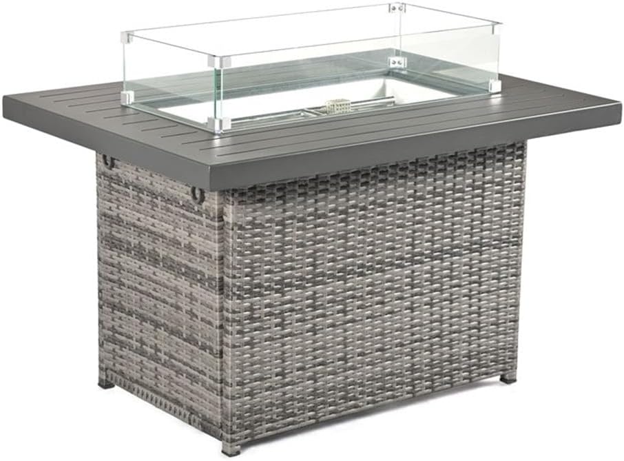 Furniture of America Wies Aluminum Wind Guard Outdoor Fire Pit Table in Gray