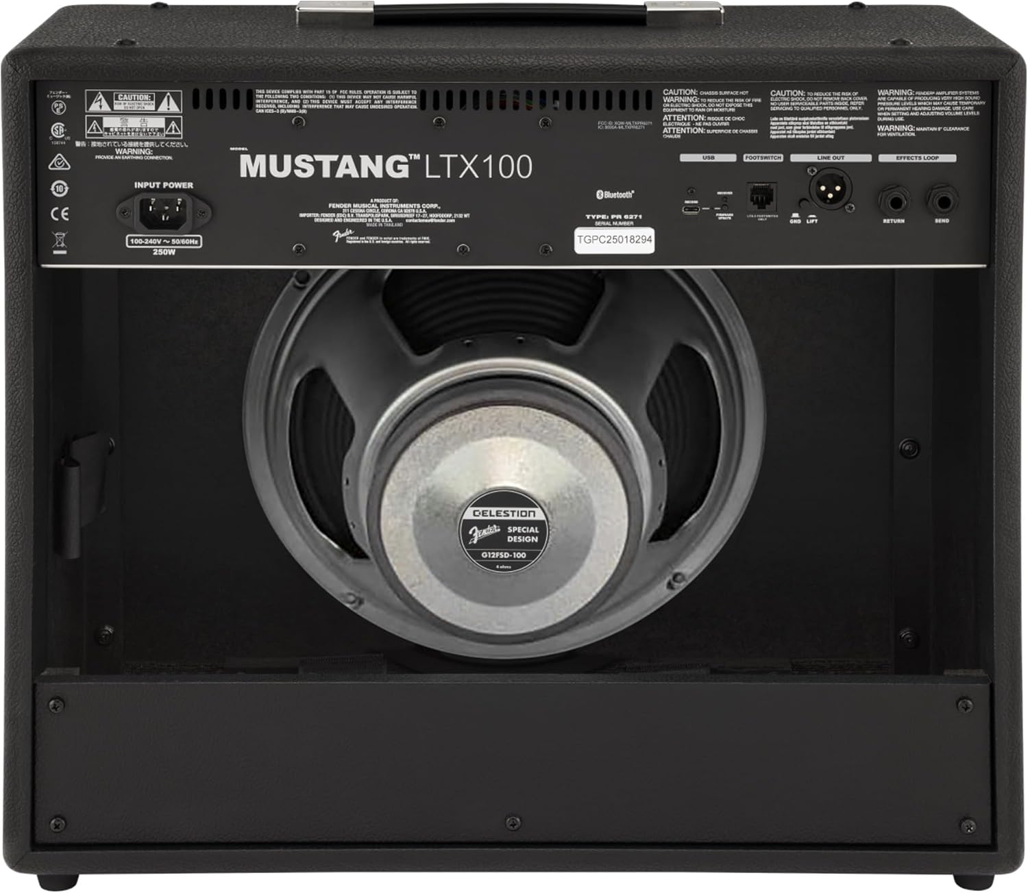 Fender Mustang LTX100 Guitar Combo Amplifier - Black Bundle with Amperstand Cradle, Tuner, Instrument Cable, and Austin Bazaar Exclusive 24-Pack Picks