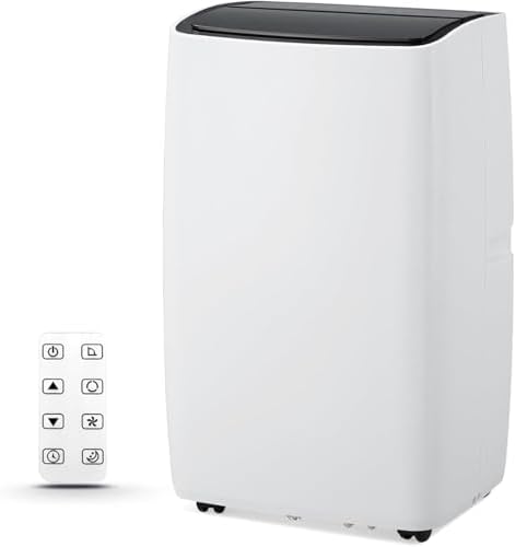 Portable Air Conditioners, 12000 BTU Portable AC for Rooms Up to 550 Sq.Ft. 3-In-1 Portable AC with Fast Cooling, Dehumidifier & Three Speed Fan, 24H Timer/Remote Control/Ultra Quiet, Black Top