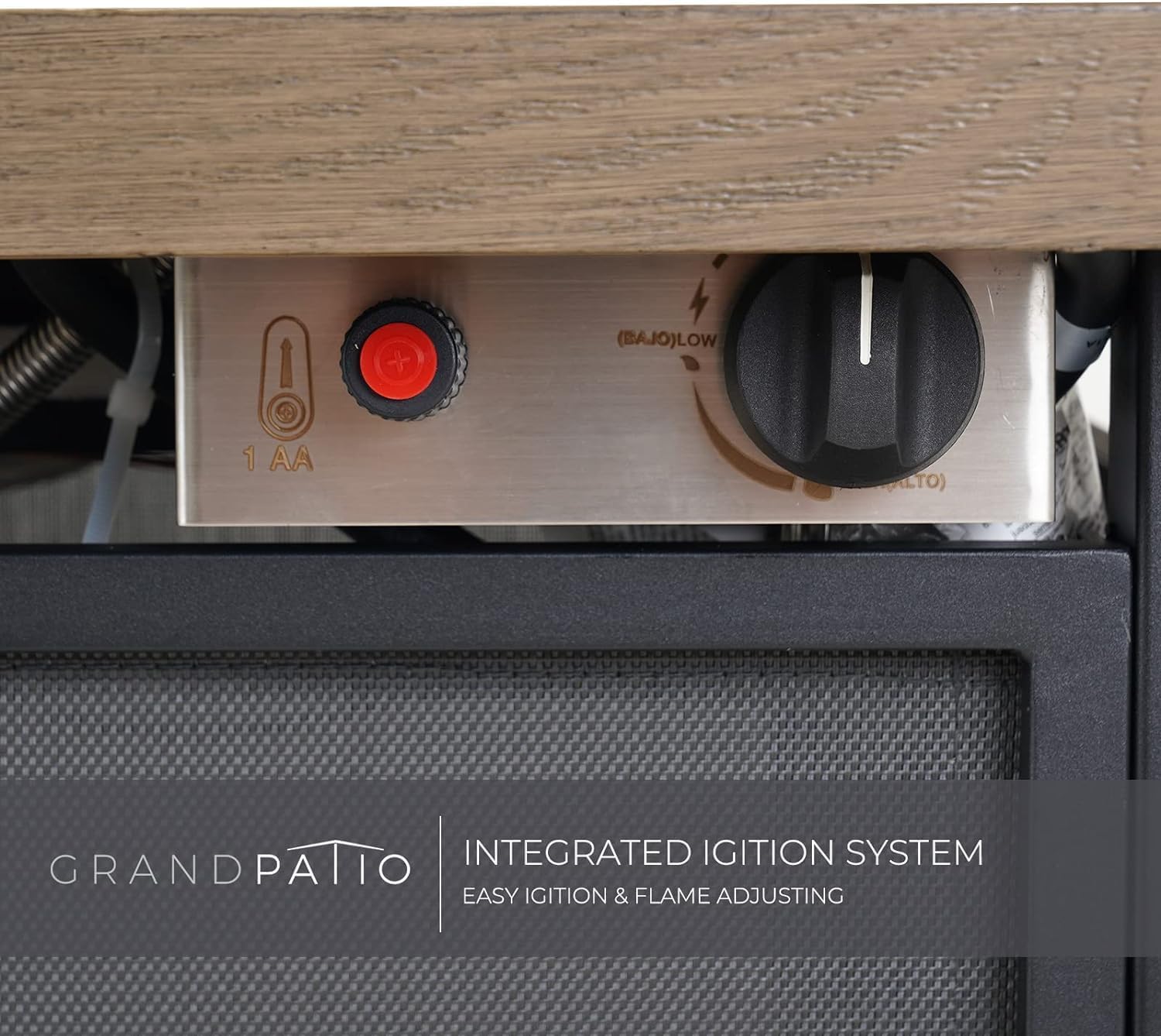 Grand patio Propane Fire Pits 28 Inch Outdoor Gas Fire Pit, 50,000 BTU Fire Table with Lid and Lava Rock, Add Warmth and Ambience to Gatherings and Parties On Patio Garden Backyard (Light Brown)