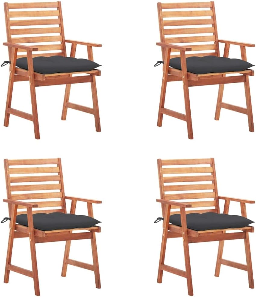 Patio Dining Chairs 4 pcs with Cushions Solid Acacia Wood,Acacia Wood Dining Chair Set with Comfortable Cushions for Outdoor Patio Outdoor Furniture, Outdoor Chairs