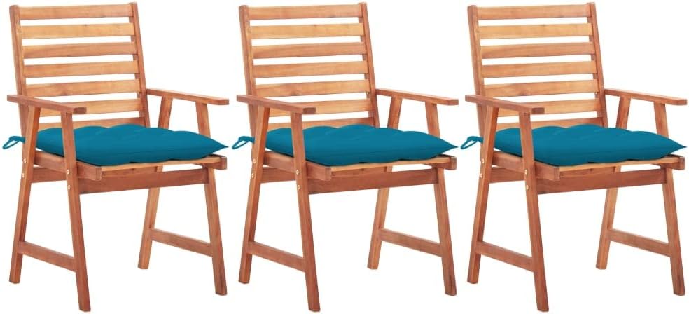 Patio Dining Chairs 3 pcs with Cushions Solid Acacia Wood,Outdoor Acacia Wood Dining Chairs with Water-Resistant Cushions for Garden, Patio, and Terrace Patio Furniture & Accessories