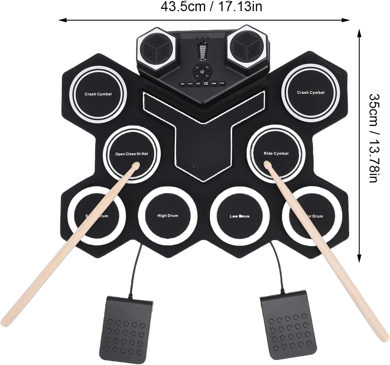 Jiawu Electronic Drum Set, 8 Drum Practice Pads, Electric Roll Up Drums Pad Built in Speaker, Portable Druming Machine with Pedals and Sticks, Rechargeable Instrument for Beginner
