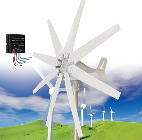 10000W Wind Turbine Generator Kit - 12V/24V/48V, 8-Blade Wind Power System with Charge Controller, Ideal for Marine & Home Use, Hybrid Solar-Wind Generator Solution