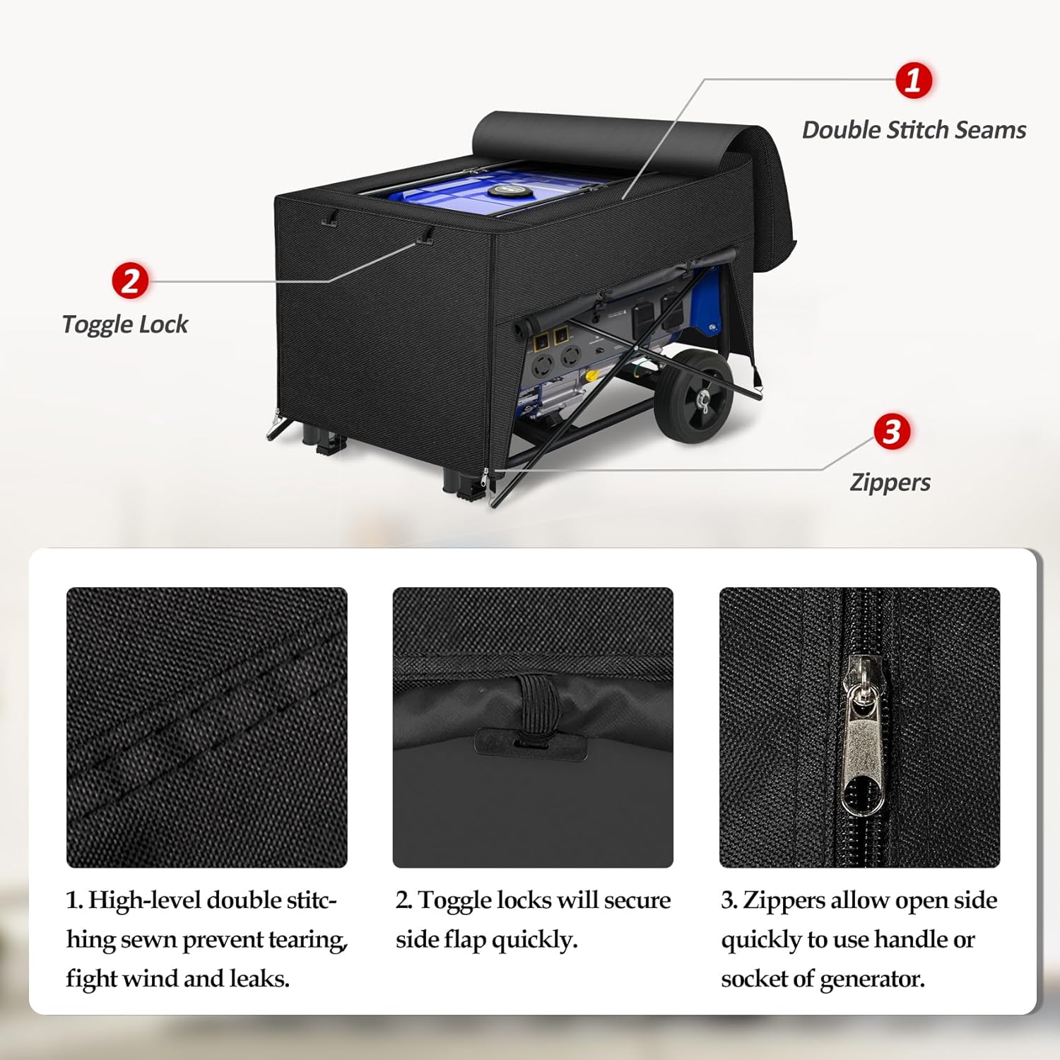 Porch Shield Generator Covers Running - Heavy Duty Waterproof Generator Rain Tent Shelter for 3500w-12000w Black