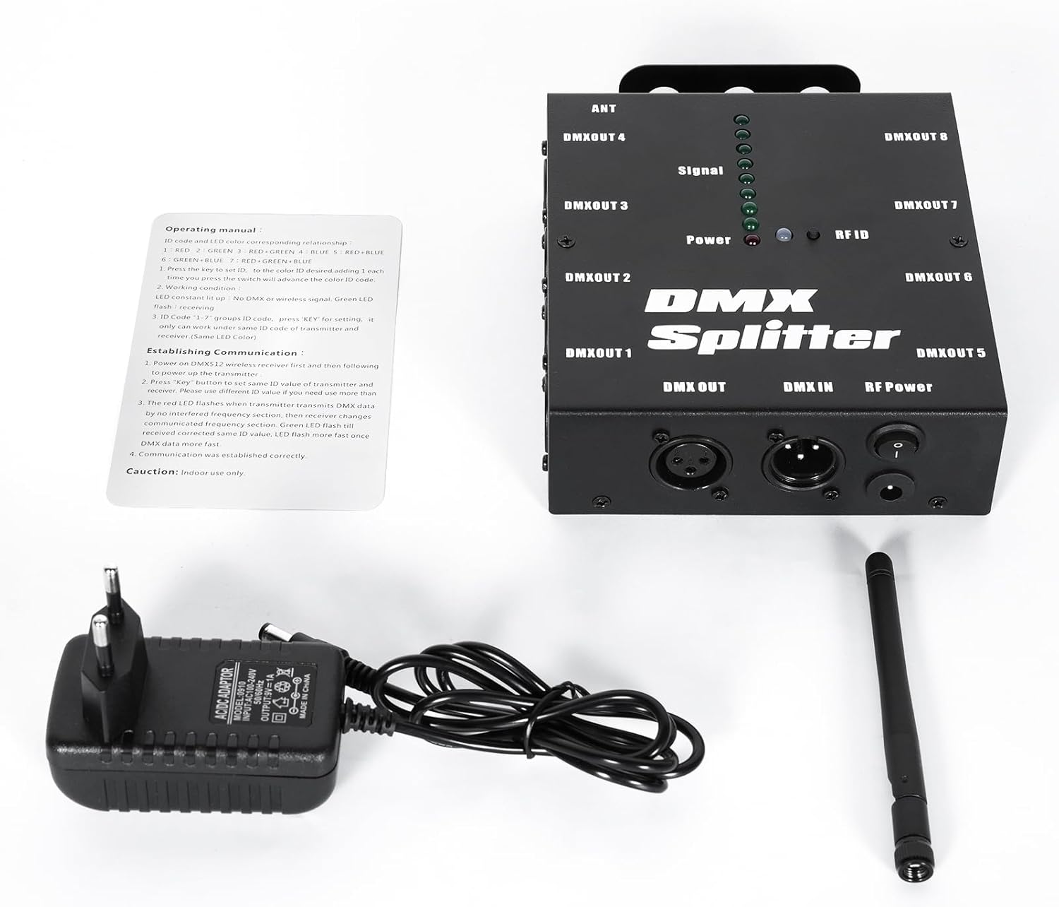 8-Channel DMX 512 Signal Amplifier,3-Pin Output DMX Wireless Transmitter Receiver,XLR DMX Splitter for LED Stage Lighting Disco Party（2 Pack）