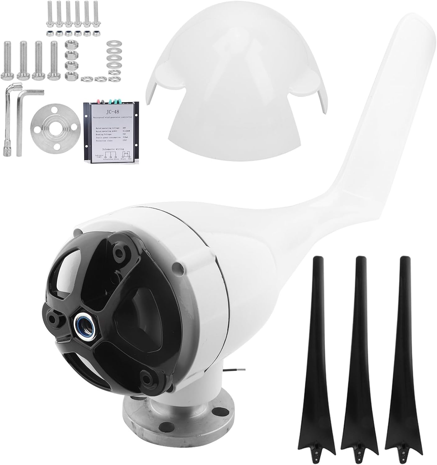 Yunseity Wind Turbines Kit, Automatic Adjustment of Wind Direction Angle Practical Small Wind Generator, Convenient for Terraces -4080? Wind Power Parts 1200W (48V)