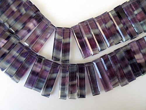 natural fluorite long baguette shaped step cut side drilled faceted cabochon, fluorite briolette beads, fluorite jewelry 4