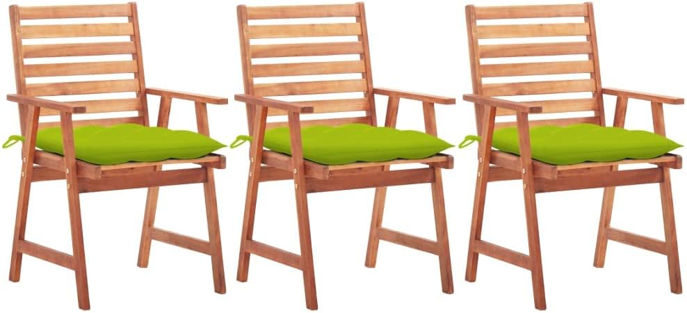 Patio Dining Chairs 3 pcs with Cushions Solid Acacia Wood,Acacia Wood Dining Chair Set with Water-Resistant Cushions for Outdoor Patio Garden Outdoor Furniture, Outdoor Chairs