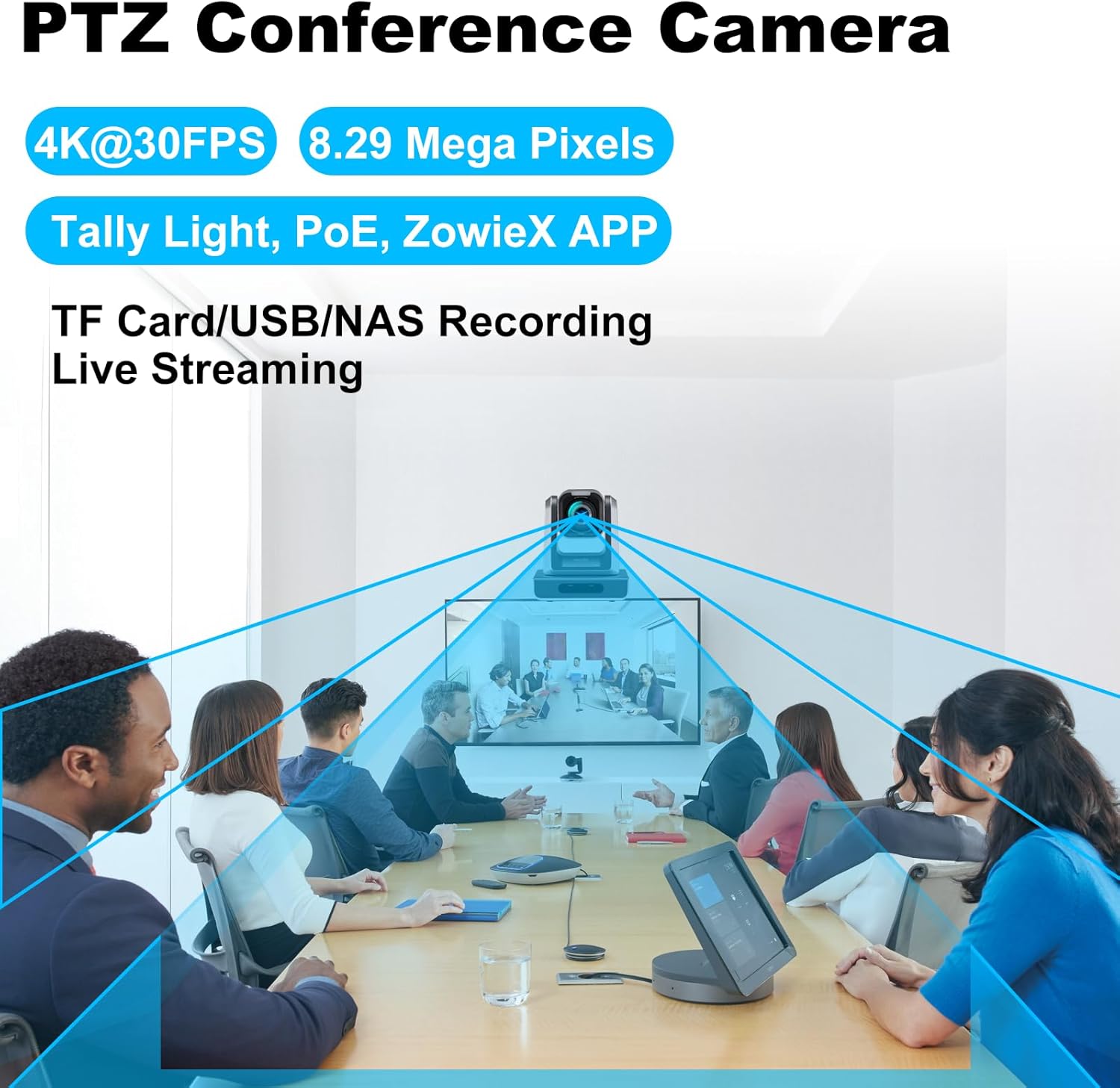 zowietek 4K ZowiePTZ 18X Webcam & UVC to NDI Adapter Combo, PoE, Micro SD Card Supported, Video Converts Compatible Series and Other UVC Webcams for Streaming Accessories, Content Creator Kit