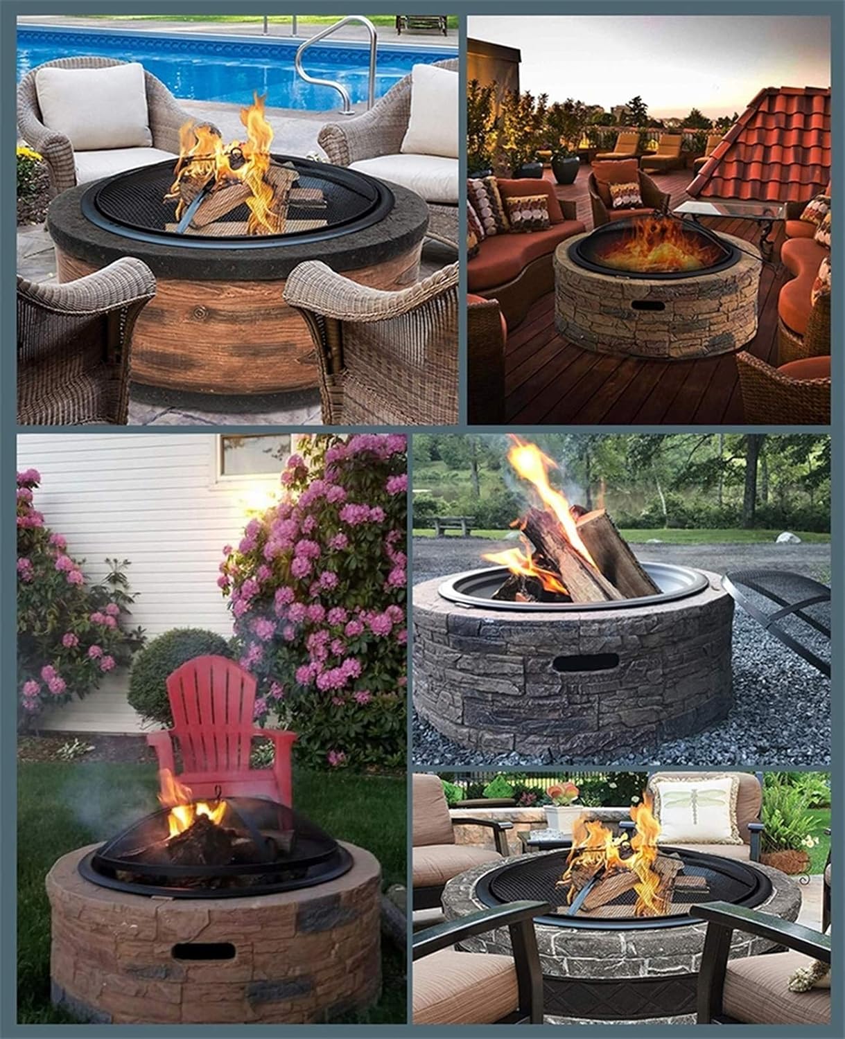 Fire Pits Outdoor Outdoor Wood Fire Pit BBQ Grill, Backyard Patio Garden Fireplace Cooking Fire Pit Bowl, 90cm/35.4