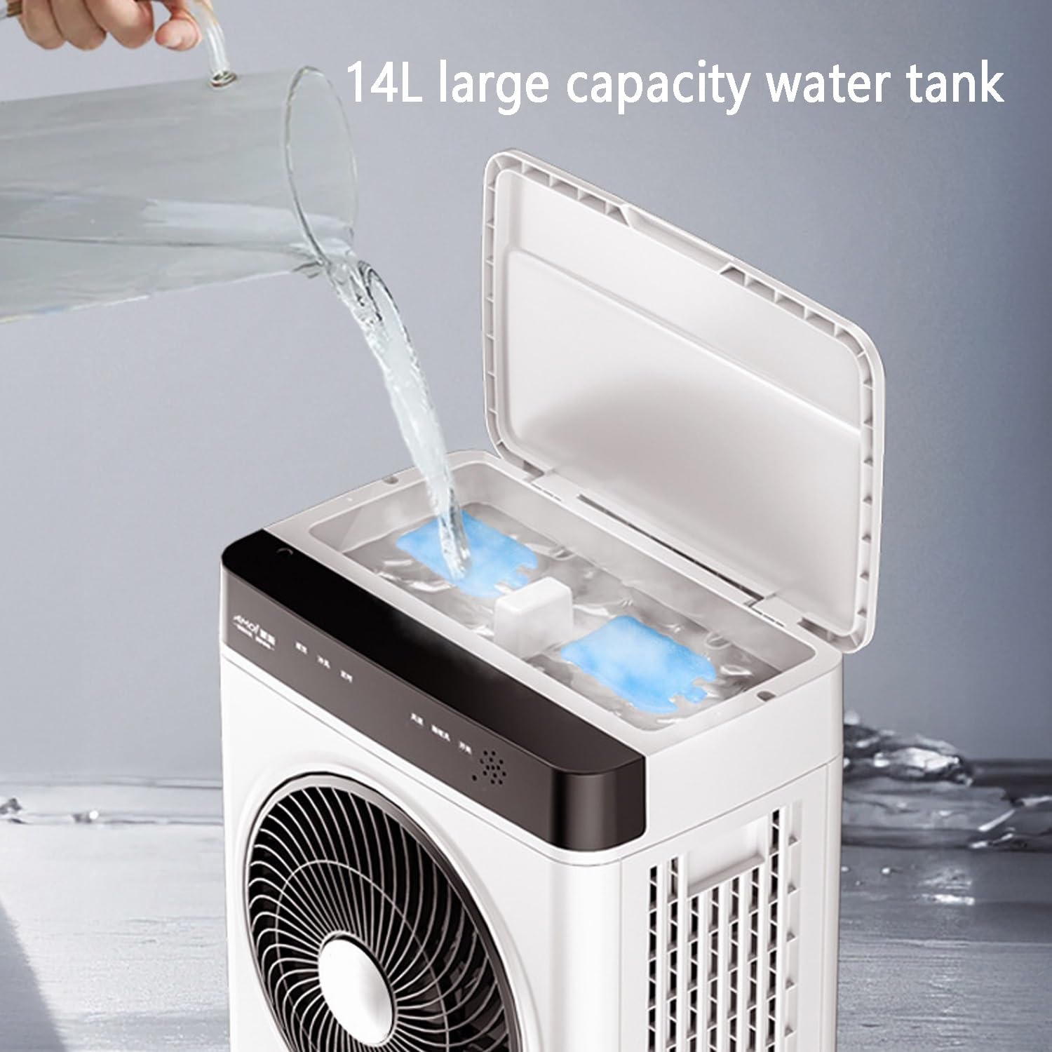 Mobile Air Conditioners, Portable Evaporative Air Cooler, Cooling Fan with Remote,12h Timer,14l Water Tank,3 Speeds, Personal Swamp Cooler for Room Office Garage Indoor Outdoor Use(126cm(49.6in))