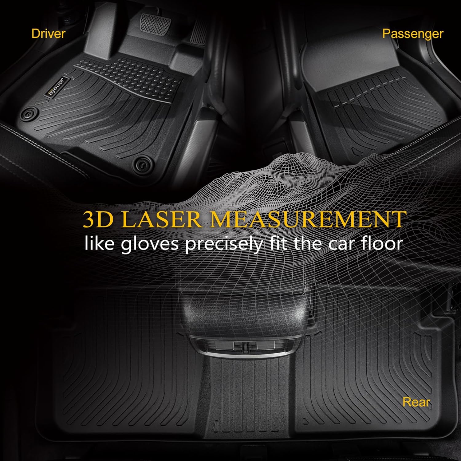 Jenofa-for Cadillac XT4 2019-2025 All Weather Floor Mats Automotive Non-Slip Waterproof Car Mat for 2024 XT4 Accessories (Floor Mats & Rear Seat Back Mats & Cargo Liner)