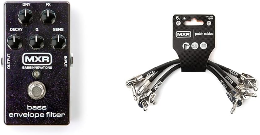 MXR Bass Envelope Filter Effect Pedal & MXR Patch Cable 6 in|15 cm - 3 Pack (3PDCP06)