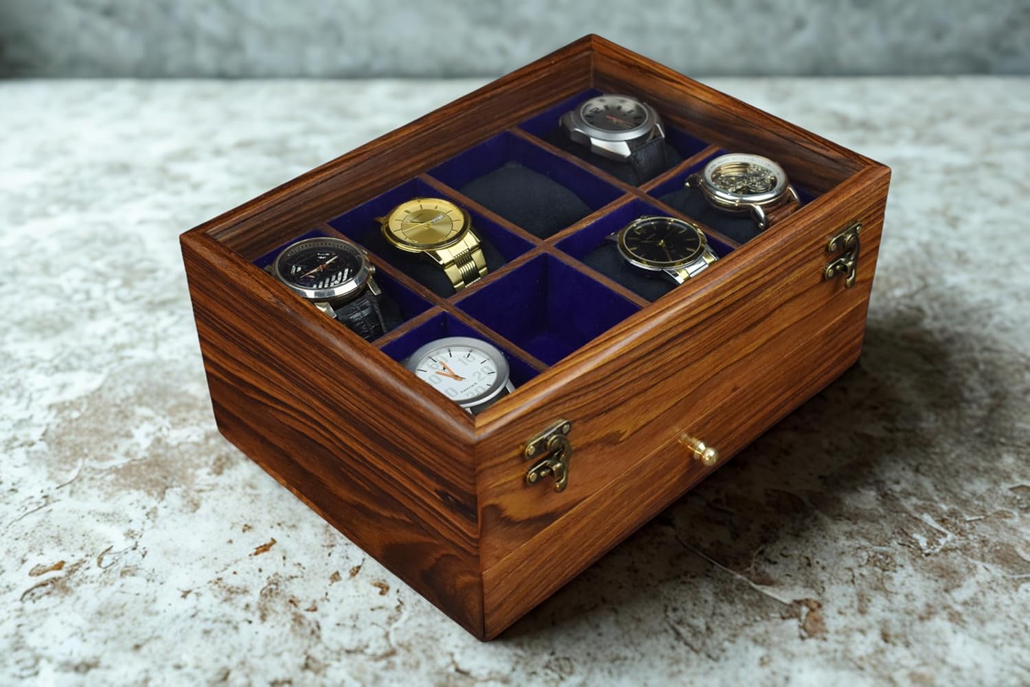 10 Drawer Indian Rosewood Superior Vintage Quality Wooden Mens Watch Display Box Case Organizer Holder | Luxury Timepiece Storage Case | Drawer for wallet, Cufflinks and other Accessories.