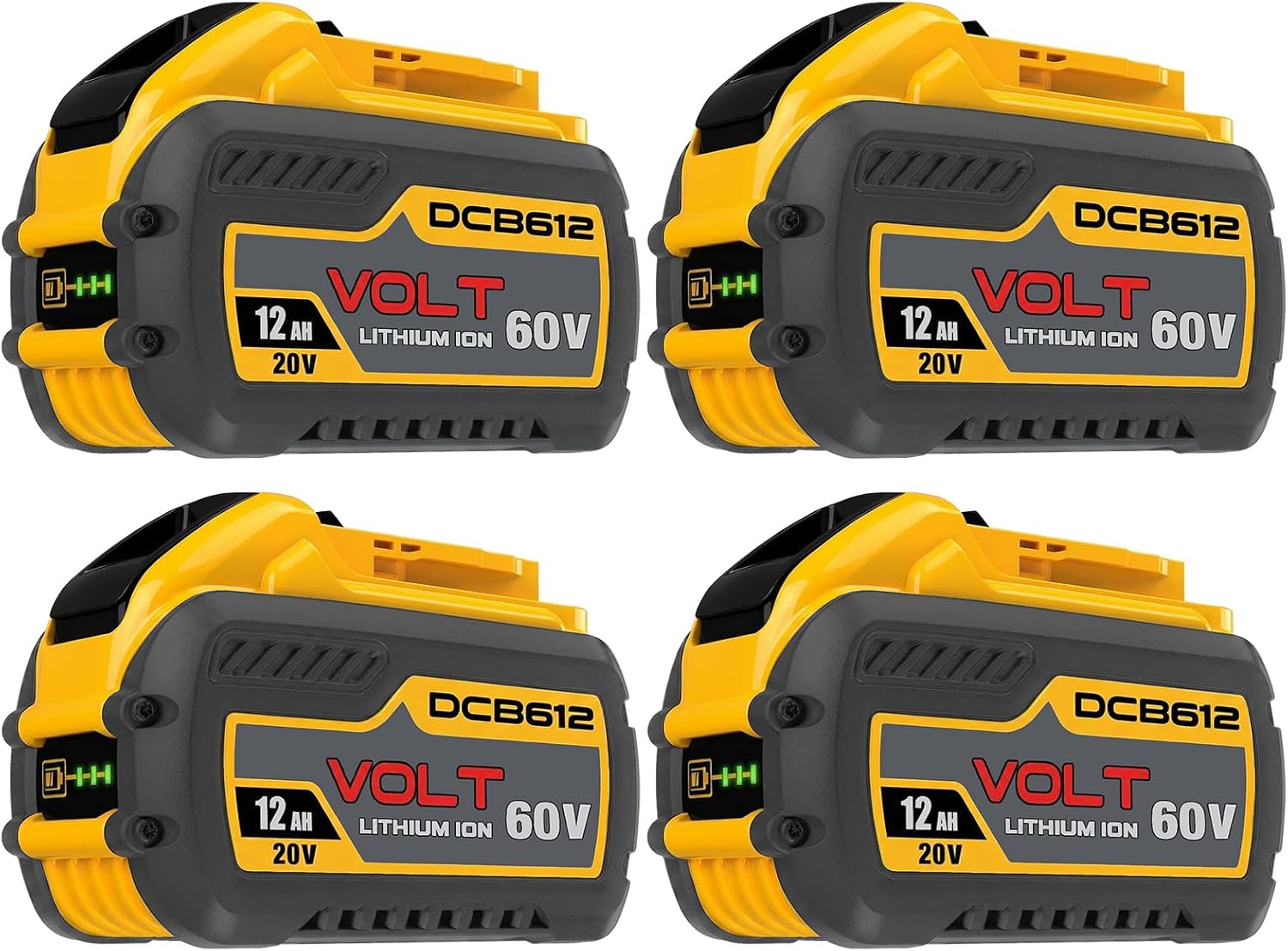 12Ah Replacement for Dewalt 20V 60V Max Batteries Compatible with DCB606 DCB609 DCB612, Compatible with DeWalt 20V 60V Cordless Power Tools 4 Pack