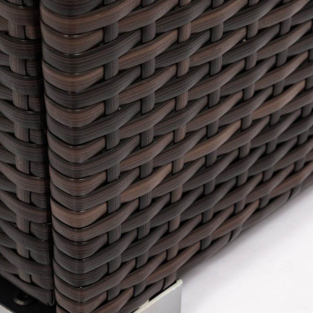 40,000 BTU Outdoor Propane Fire Pit Table, PE Wicker Patio Heater with Glass Wind Guard & Steel Tabletop Lid, Weatherproof Garden Fireplace Includes Rain Cover, for Backyard and Patio