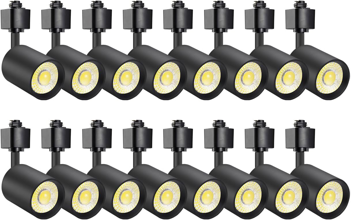 VANoopee 16-Pack 10W Dimmable LED Track Lighting Heads H Type Track Light Replacement Fixtures Bright 3000K Warm White Ceiling Spotlight for Accent Task Art, Flicker Free CRI90+ 24° 800lm Black
