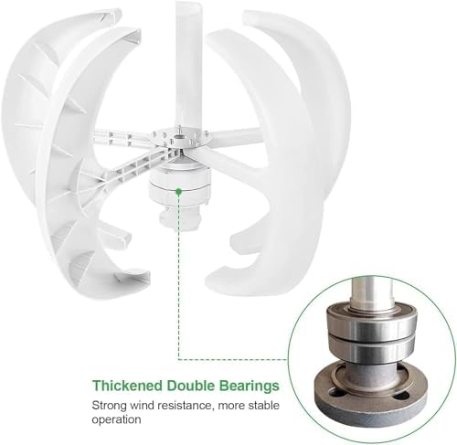 1200W Wind Solar Hybrid System - 5-Blade Vertical Axis Wind Turbine Generator Kit with Controller & Lantern for Home Use, 12V-1000W Renewable Energy Solution for Off-Grid Power