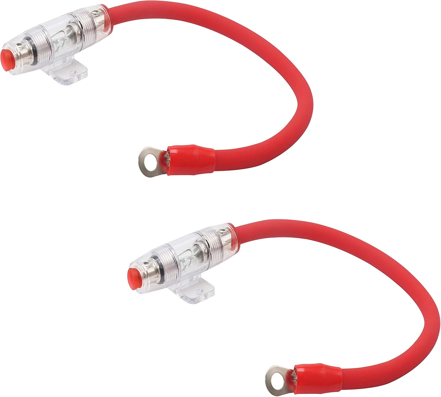 Audiotek Inline 60A MANL Fuse Holder with 1ft 4 Gauge AWG True Spec CCA Power Wire and O-Ring Copper Terminal to Protect Car Audio Amplifier from The Current (60A) – 2 Pieces