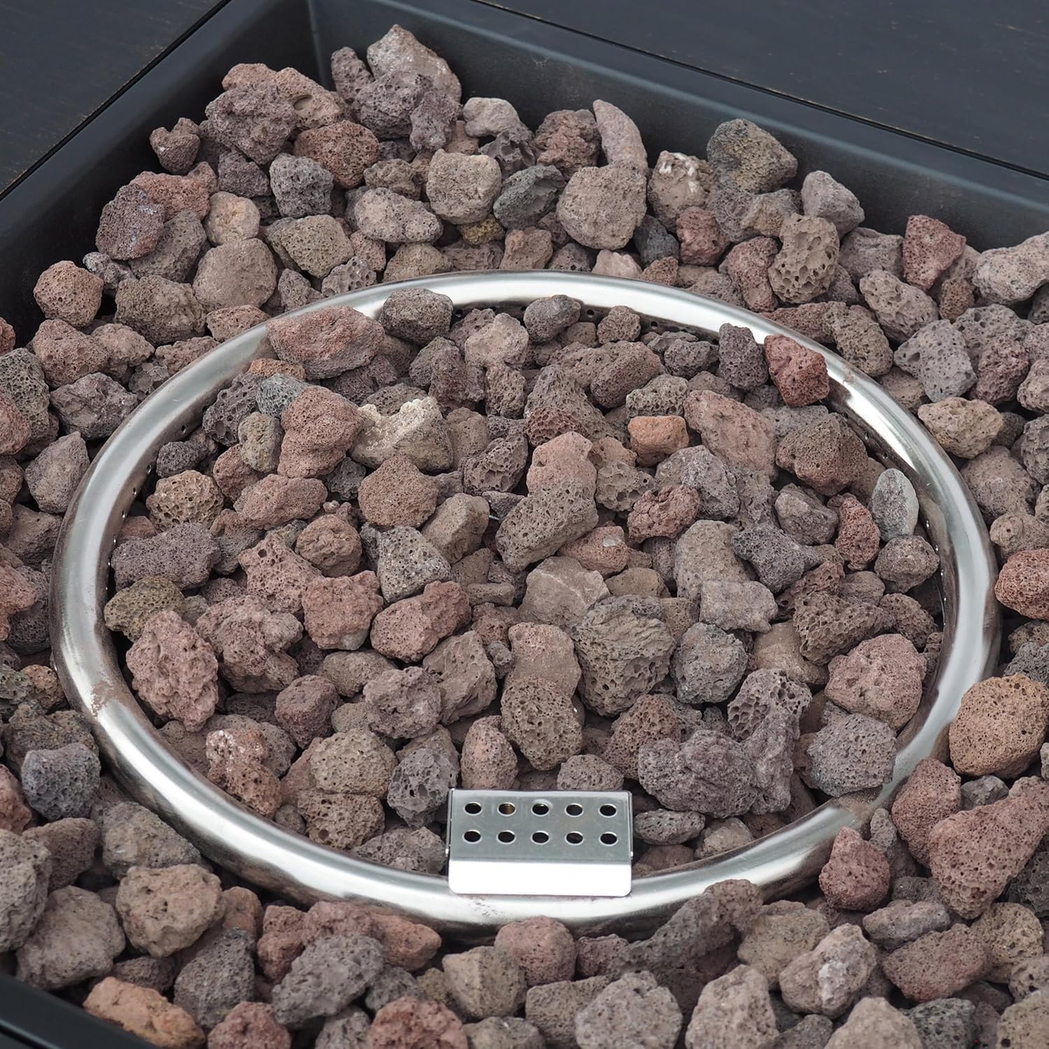 33 Inch Square Propane Fire Pit Table with Hidden Tank, 50,000 BTU Outdoor Gas Fire Pit, Brushed Brown Iron Fire Bowl with Auto-Ignition for Patio & Backyard, Wind Resistant Design