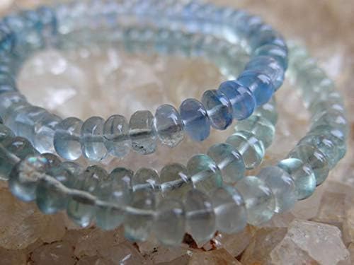 hard to find shaded paraiba green blue fluorite | smooth plain rondelles | ~4-5mm | sold in sets of 14 rondelles